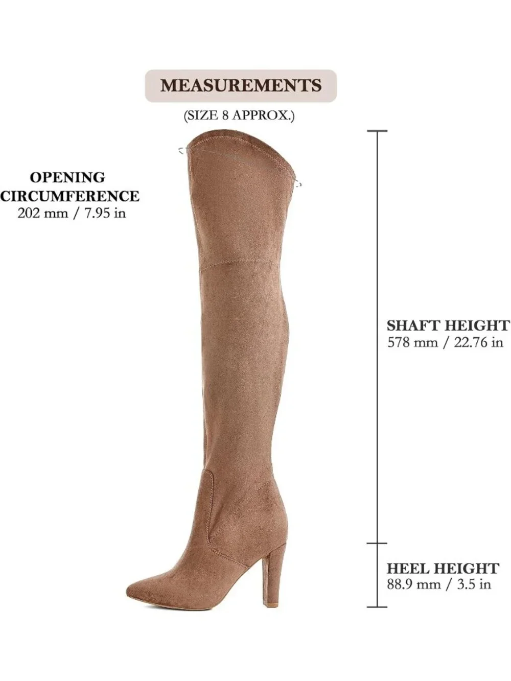 Women's Taupe Stretch Suede Chunky Heel Over The Knee Thigh High Boots